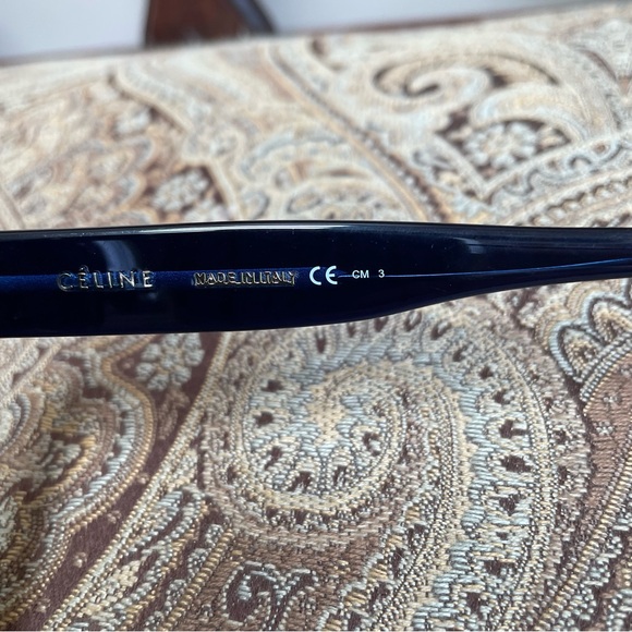 Celine Eyewear Blue Tortoise Shell Aviator D Frame Rhinestone Acetate Sunglasses - Picture 10 of 14